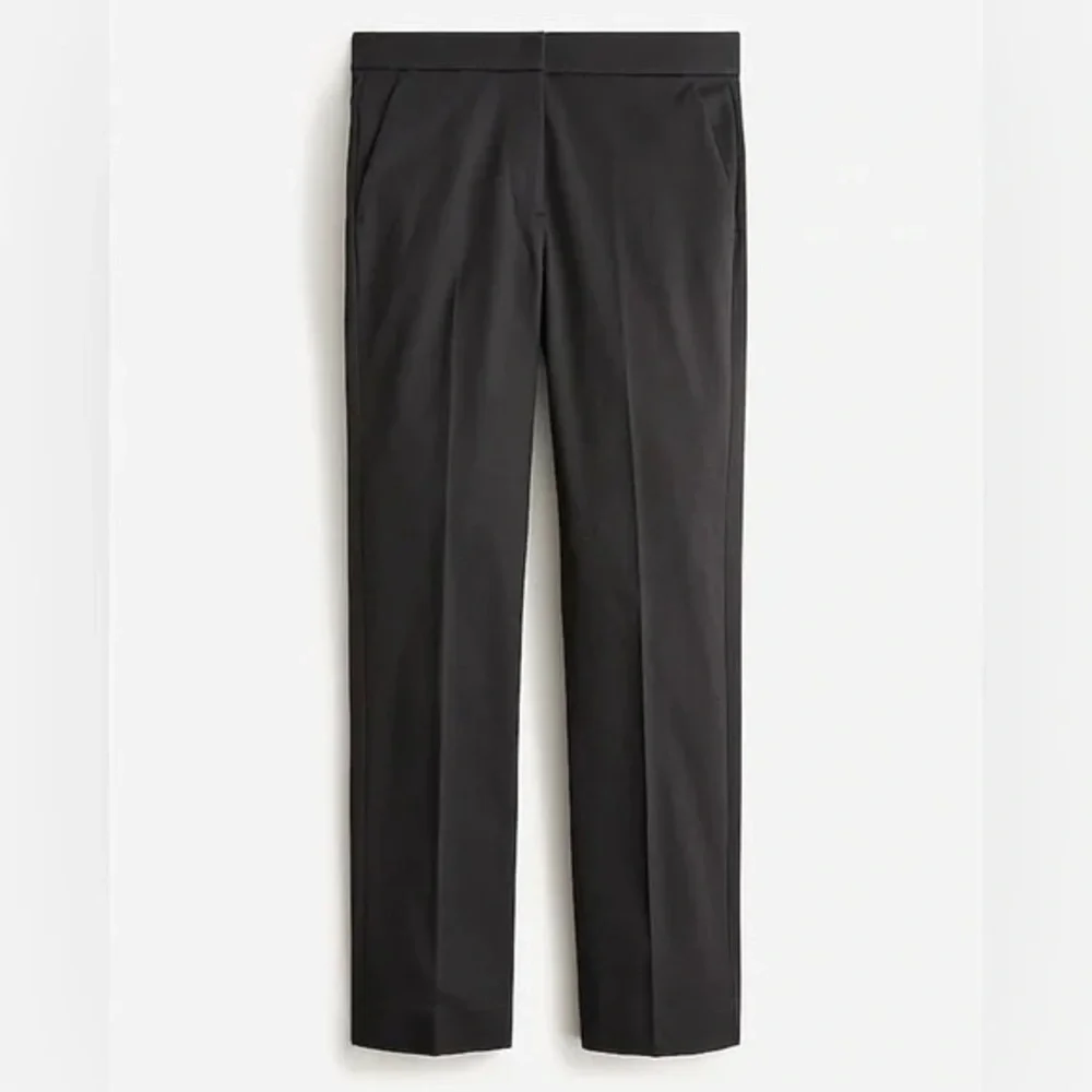 J. Crew - Black Kate Straight-Leg Pants in Bi-Stretch Cotton Blend